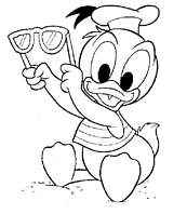 coloriage bebe donald lunette